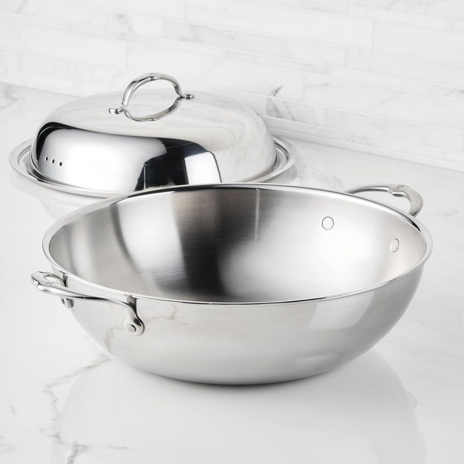 image:imageProBond Luxe 75Quart Professional Clad Stainless Steel 14 Wok with Dome Lid