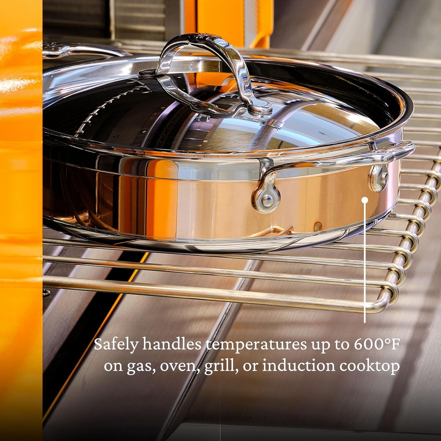 image:imageHestan CopperBond Collection 100 Pure Copper Sauteuse Induction Cooktop Compatible 35 QuartSauteuse 35Quart