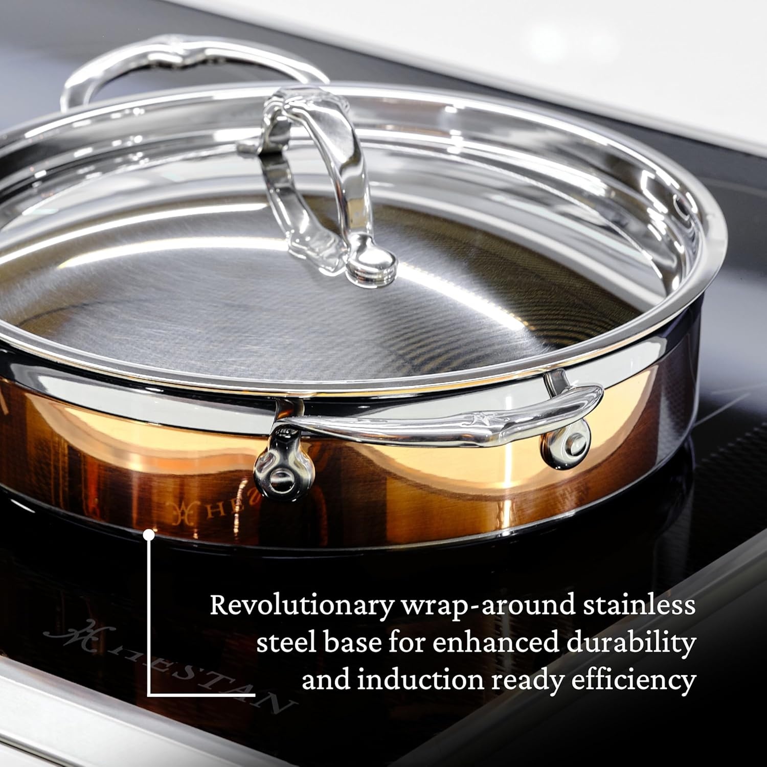 image:imageHestan CopperBond Collection 100 Pure Copper Sauteuse Induction Cooktop Compatible 35 QuartSauteuse 35Quart