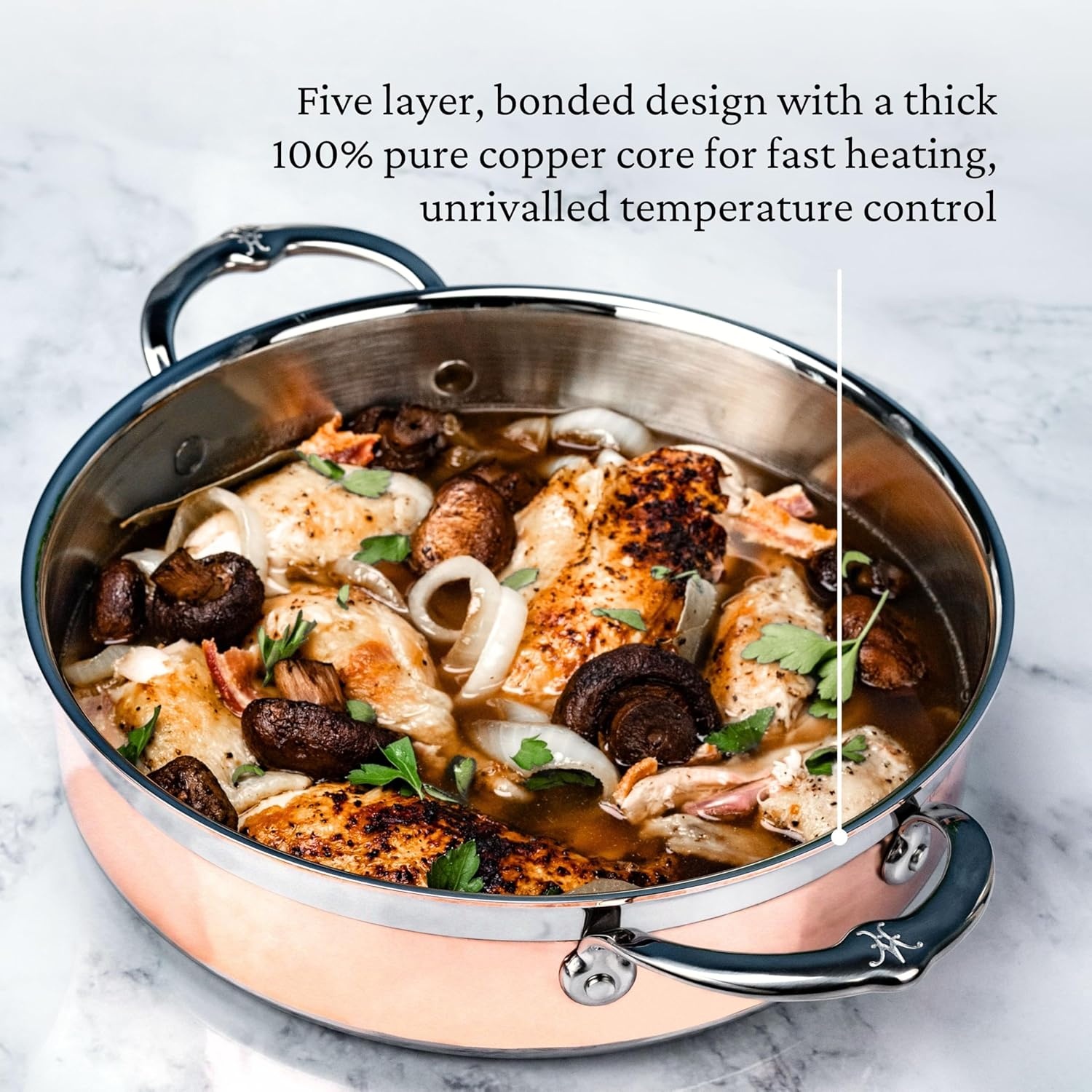 image:imageHestan CopperBond Collection 100 Pure Copper Sauteuse Induction Cooktop Compatible 35 QuartSauteuse 35Quart