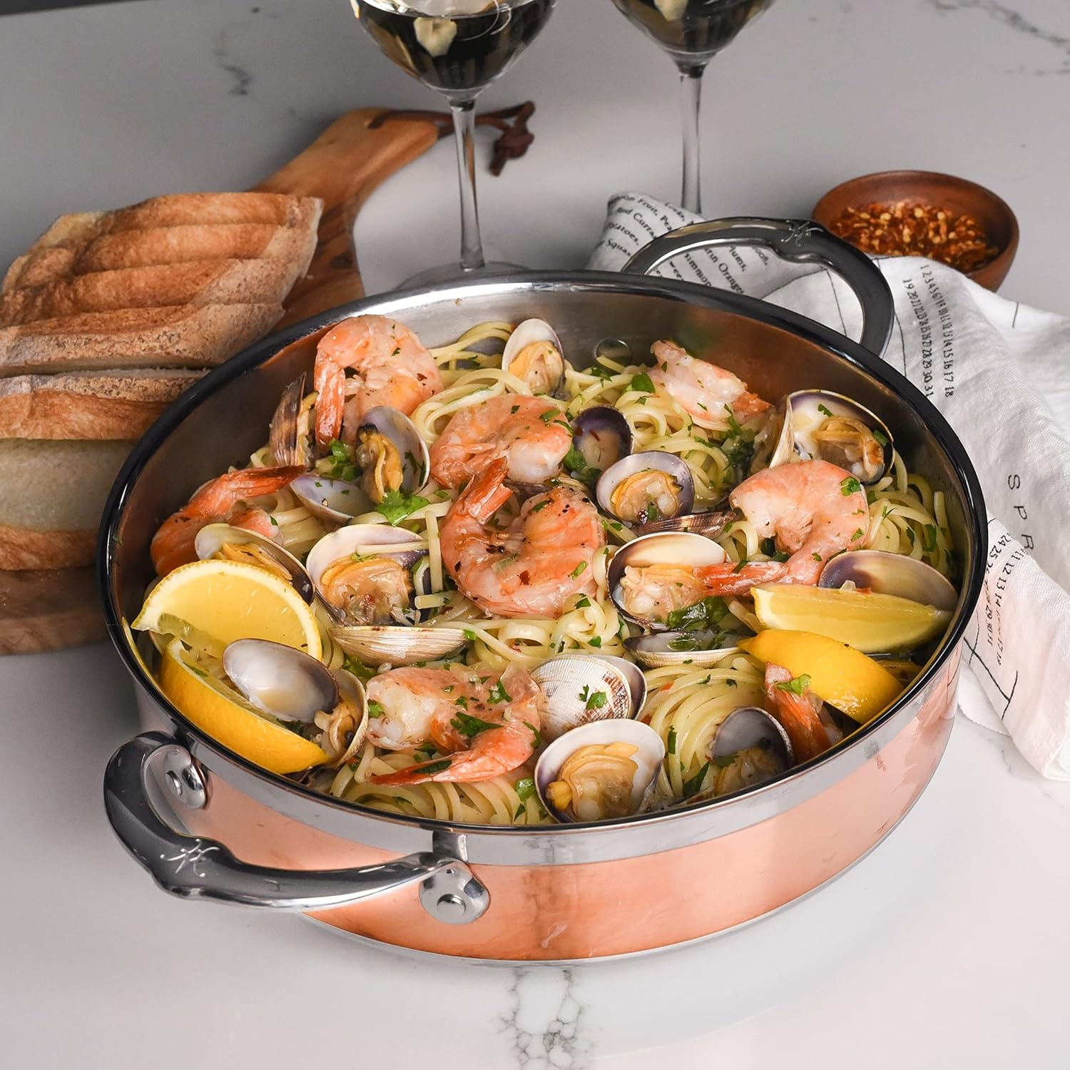 image:imageHestan CopperBond Collection 100 Pure Copper Sauteuse Induction Cooktop Compatible 35 QuartSauteuse 35Quart