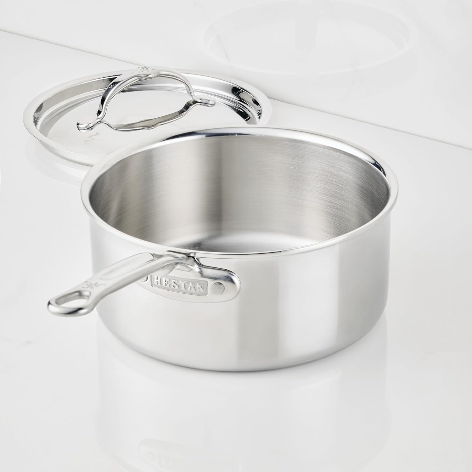 image:imageHestan ProBond Luxe 3Quart Saucepan with Lid Professional Clad Stainless Steel ProCore TriPly Clad Construction Polished Exterior Induction amp Oven Safe