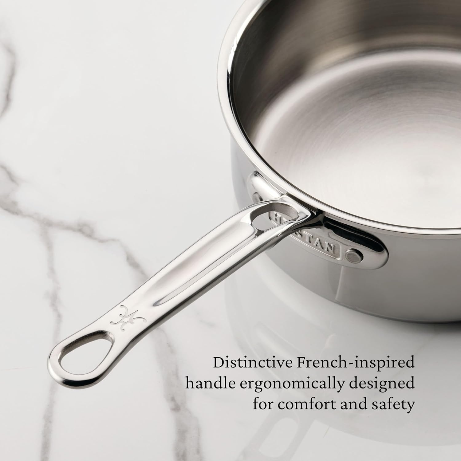 image:imageHestan ProBond Luxe 3Quart Saucepan with Lid Professional Clad Stainless Steel ProCore TriPly Clad Construction Polished Exterior Induction amp Oven Safe