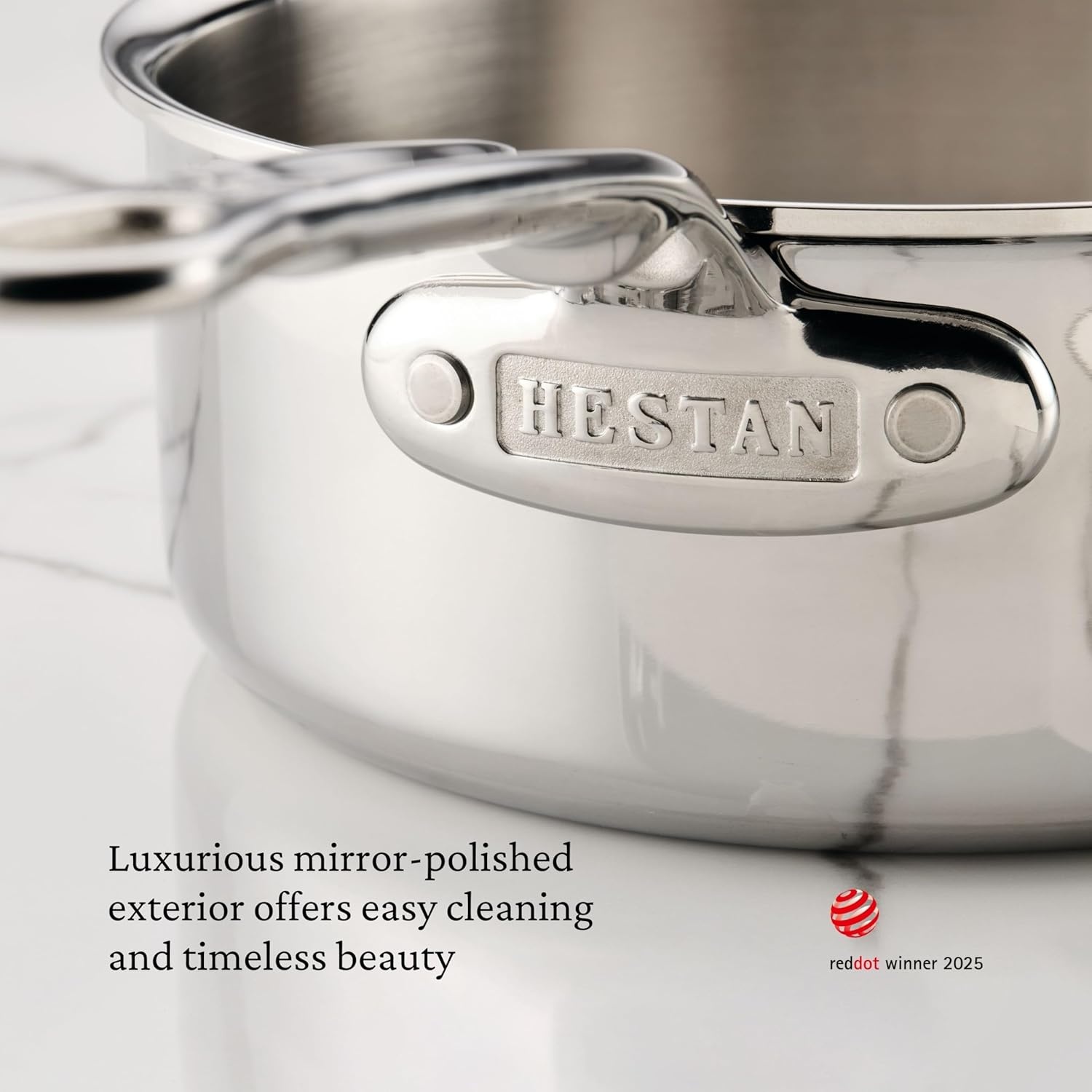 image:imageHestan ProBond Luxe 3Quart Saucepan with Lid Professional Clad Stainless Steel ProCore TriPly Clad Construction Polished Exterior Induction amp Oven Safe
