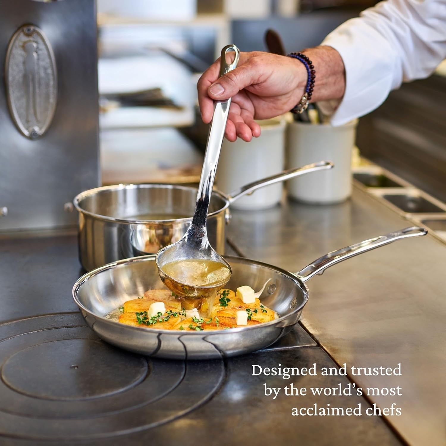image:imageHestan ProBond Luxe 3Quart Saucepan with Lid Professional Clad Stainless Steel ProCore TriPly Clad Construction Polished Exterior Induction amp Oven Safe