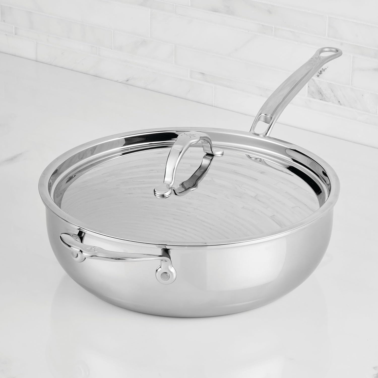image:imageHestan ProBond Luxe 5Quart Essential Pan with Lid Professional Clad Stainless Steel ProCore TriPly Clad Construction Polished Exterior Induction amp Oven Safe