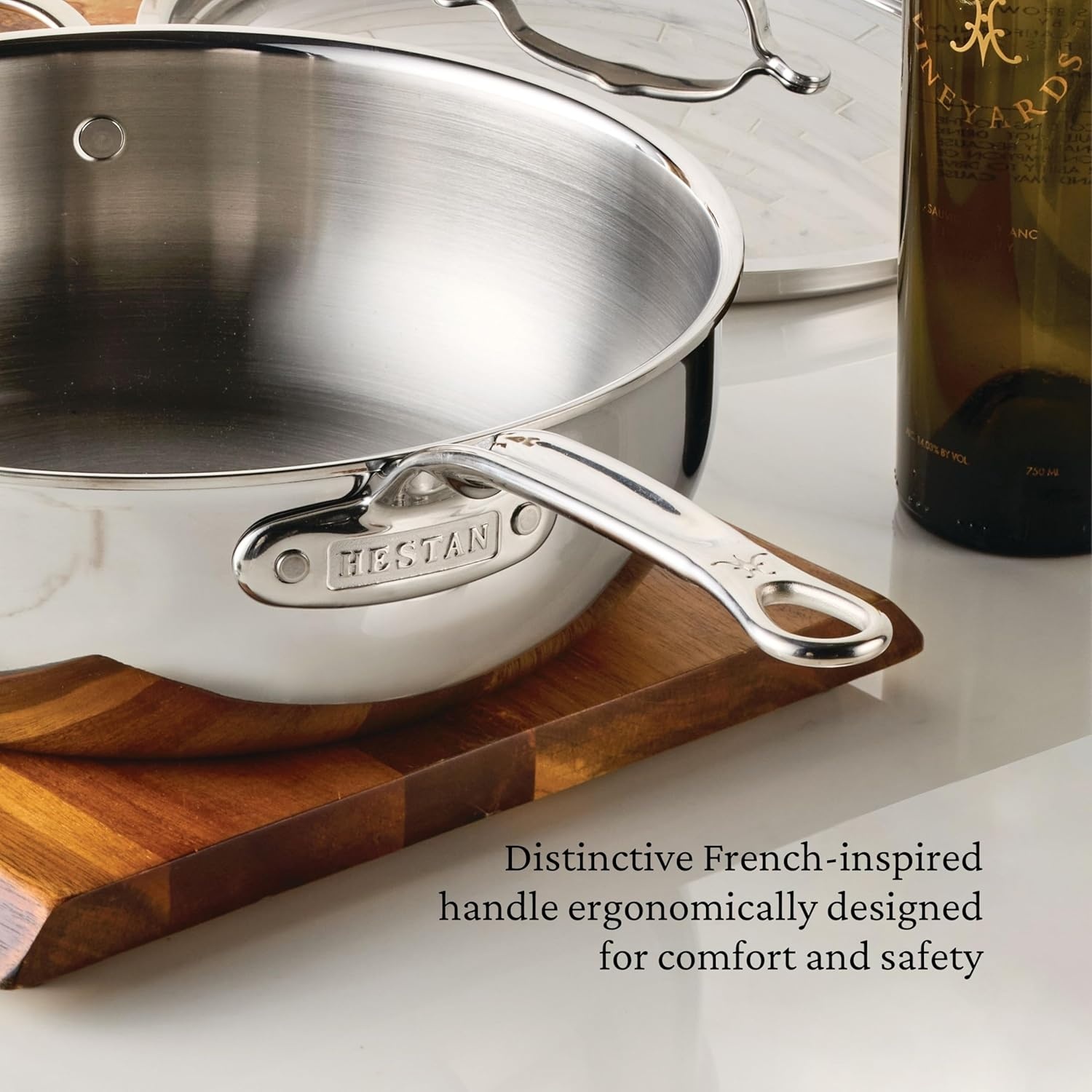 image:imageHestan ProBond Luxe 5Quart Essential Pan with Lid Professional Clad Stainless Steel ProCore TriPly Clad Construction Polished Exterior Induction amp Oven Safe