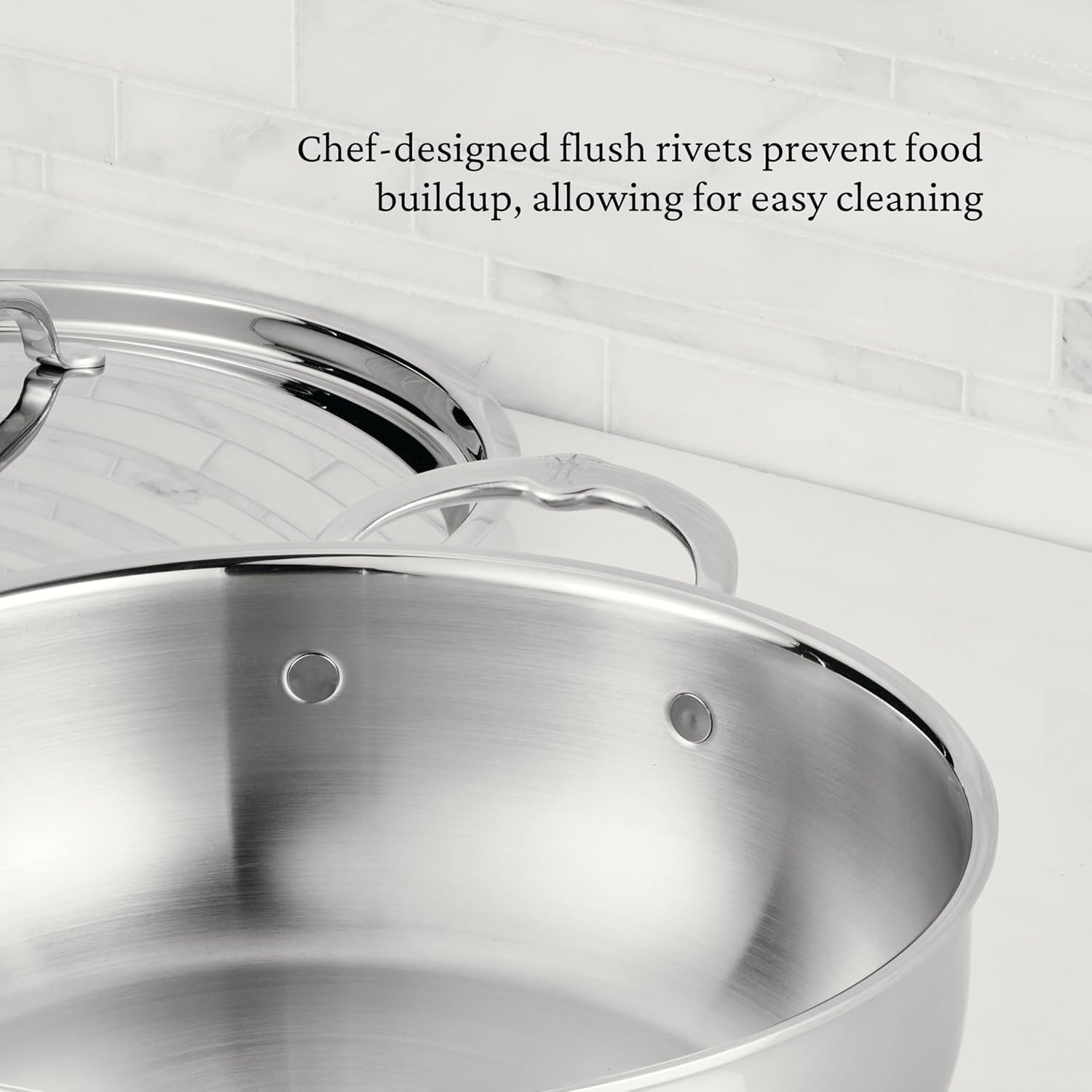 image:imageHestan ProBond Luxe 5Quart Essential Pan with Lid Professional Clad Stainless Steel ProCore TriPly Clad Construction Polished Exterior Induction amp Oven Safe