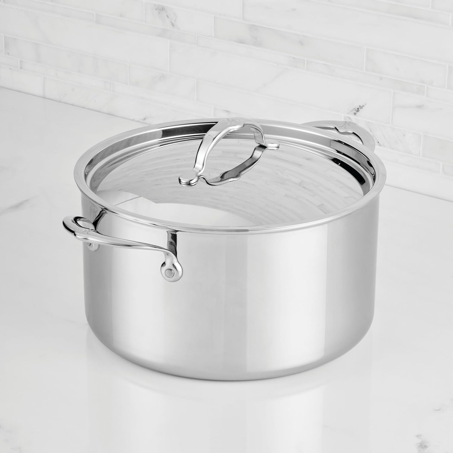 image:imageHestan ProBond Luxe 8Quart Saucepan with Lid Professional Clad Stainless Steel ProCore TriPly Clad Construction Polished Exterior Induction amp Oven Safe