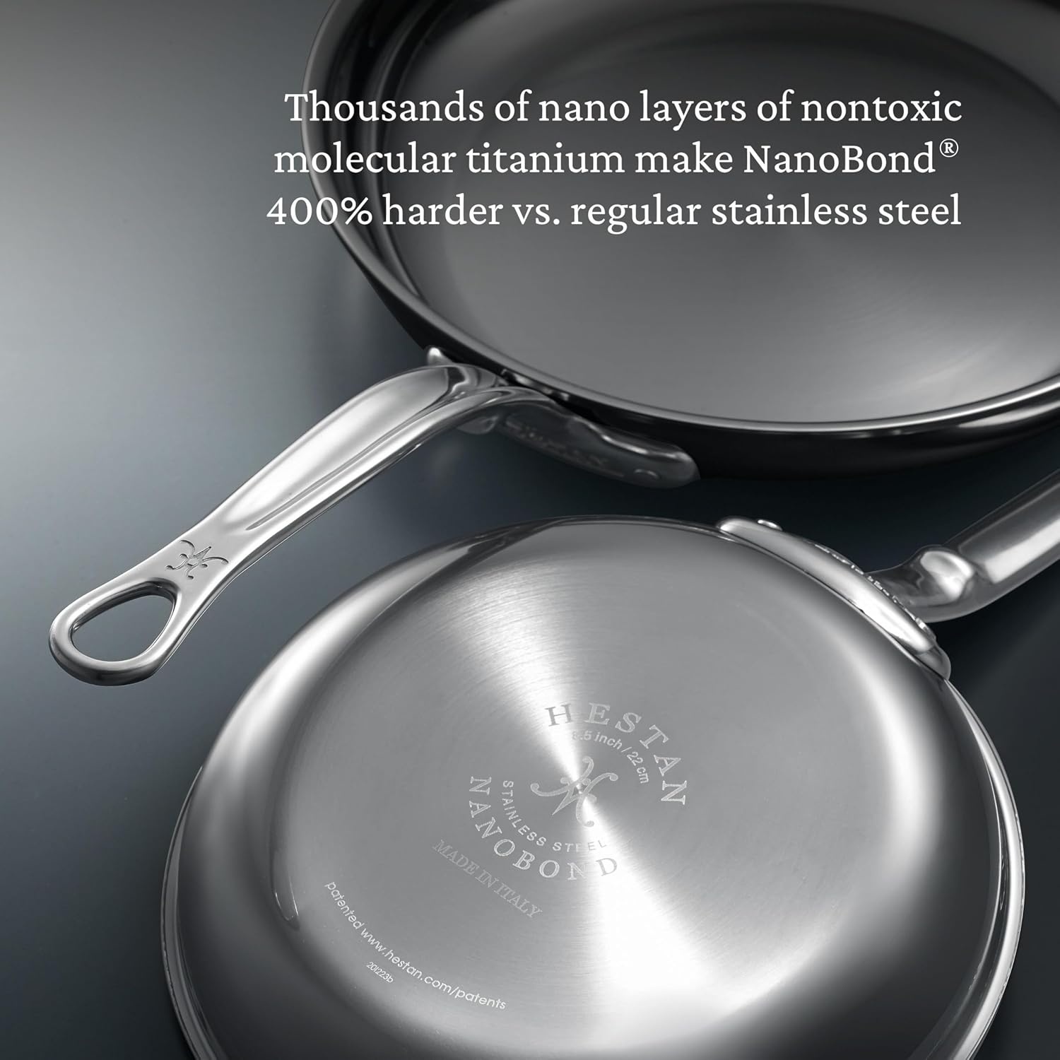 image:imageHestan NanoBond Collection Titanium Stainless Steel 125Inch Frying Pan Toxin PFAS amp Chemical Free Clean Cookware Induction Cooktop Compatible