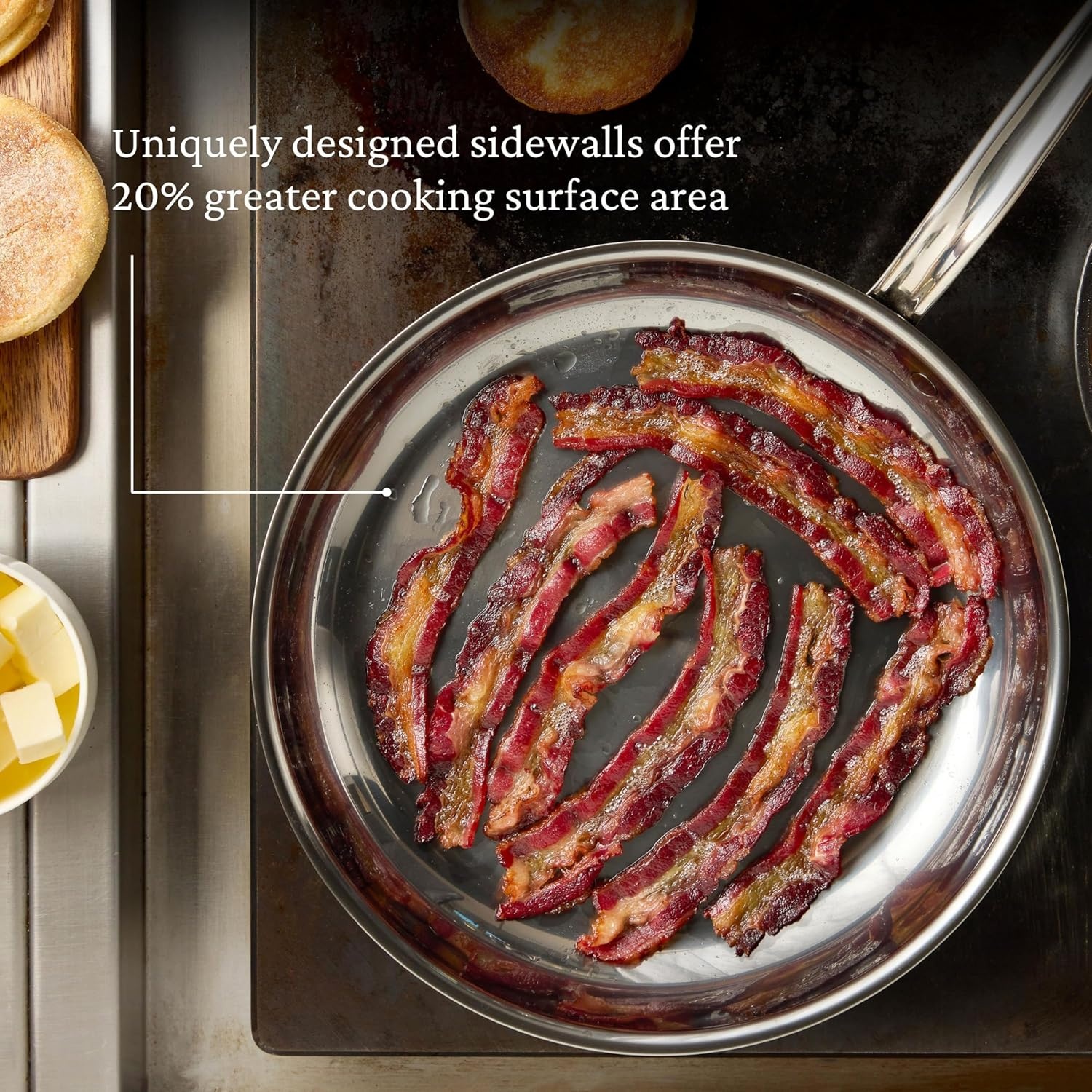 image:imageHestan NanoBond Collection Titanium Stainless Steel 125Inch Frying Pan Toxin PFAS amp Chemical Free Clean Cookware Induction Cooktop Compatible