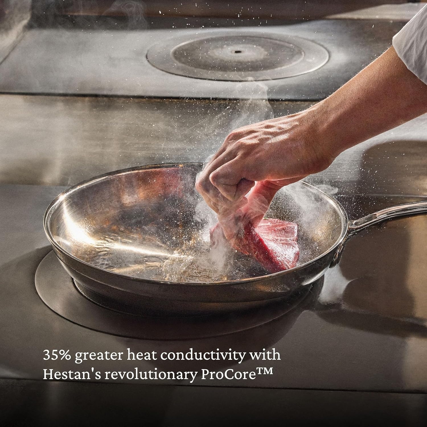 image:imageHestan ProBond Luxe 11Inch Skillet Professional Clad Stainless Steel ProCore TriPly Clad Construction Polished Exterior Induction amp Oven Safe
