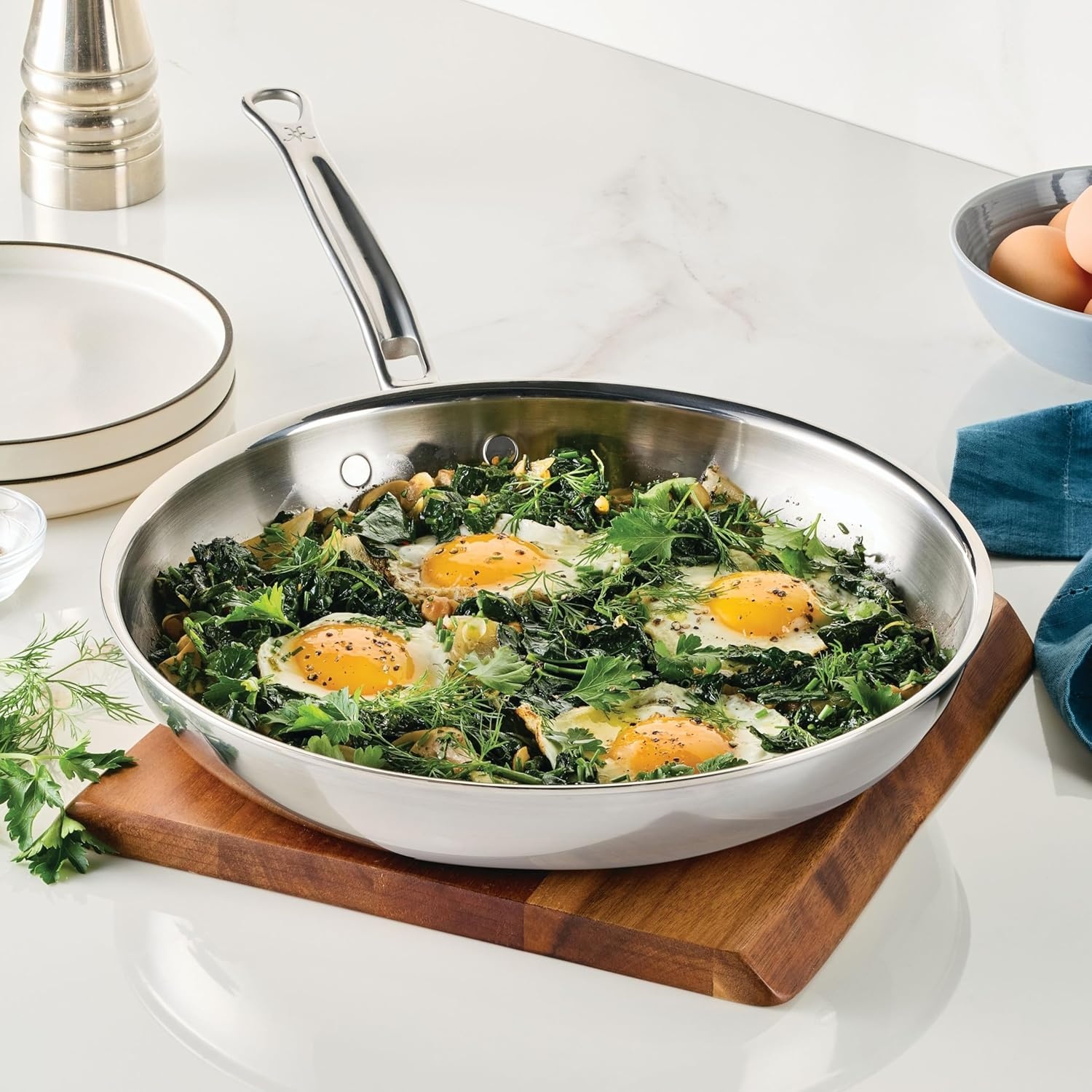 image:imageHestan ProBond Luxe 11Inch Skillet Professional Clad Stainless Steel ProCore TriPly Clad Construction Polished Exterior Induction amp Oven Safe