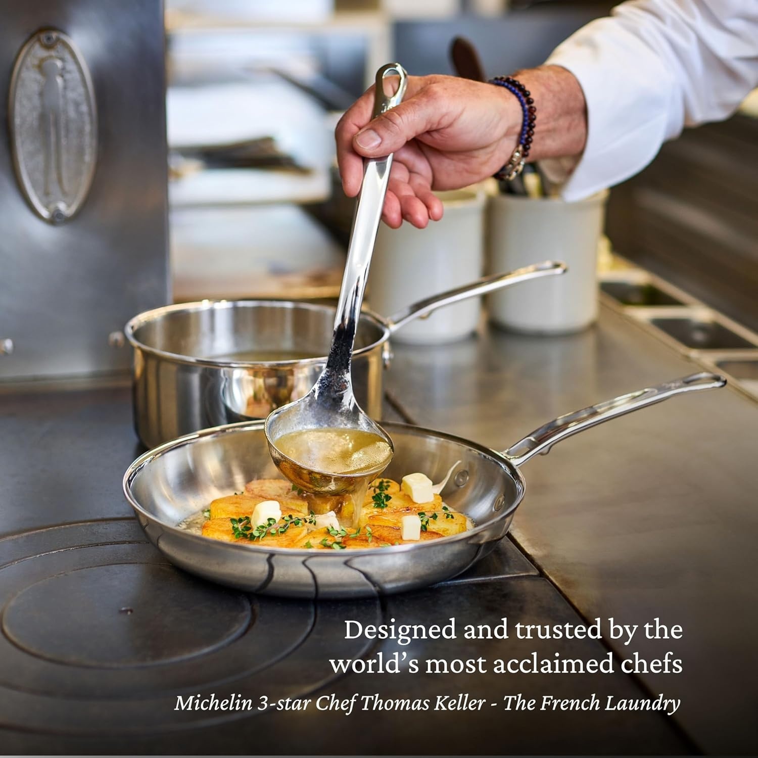 image:imageHestan ProBond Luxe 11Inch Skillet Professional Clad Stainless Steel ProCore TriPly Clad Construction Polished Exterior Induction amp Oven Safe