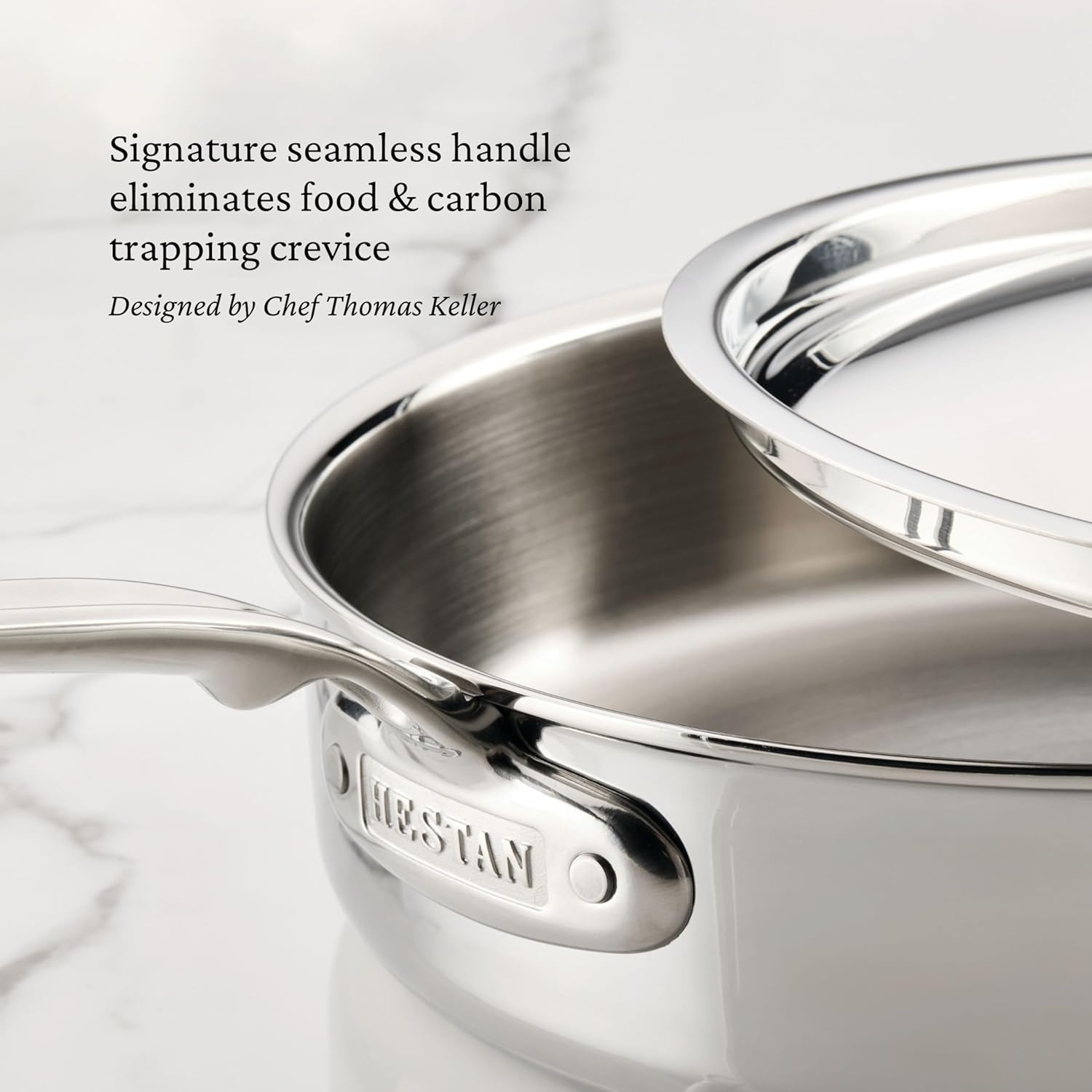 image:imageHestan ProBond Luxe 35Quart Saut Pan with Lid Professional Clad Stainless ProCore TriPly Clad Construction Polished Exterior Induction amp Oven Safe