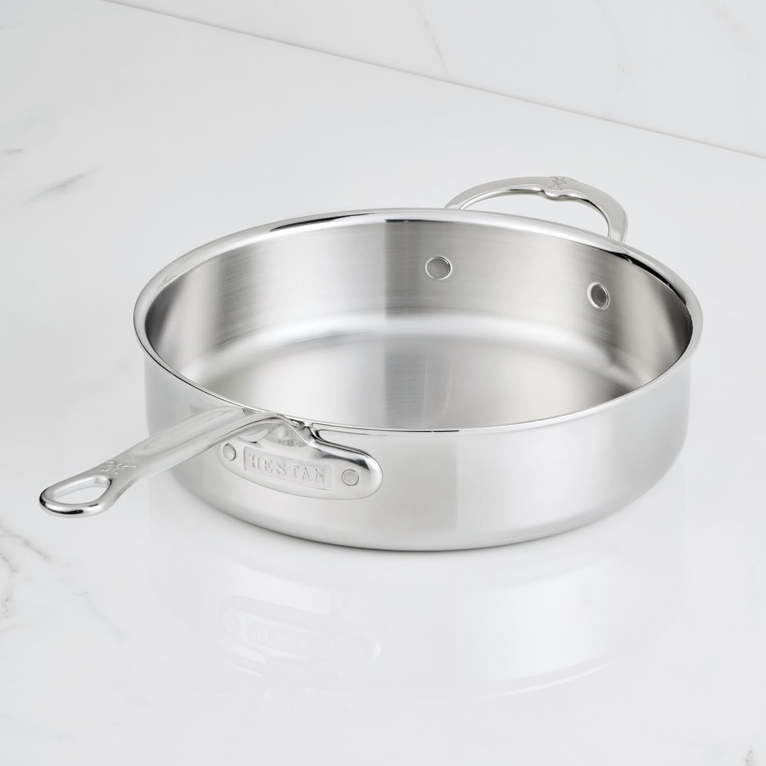 image:imageHestan ProBond Luxe 35Quart Saut Pan with Lid Professional Clad Stainless ProCore TriPly Clad Construction Polished Exterior Induction amp Oven Safe