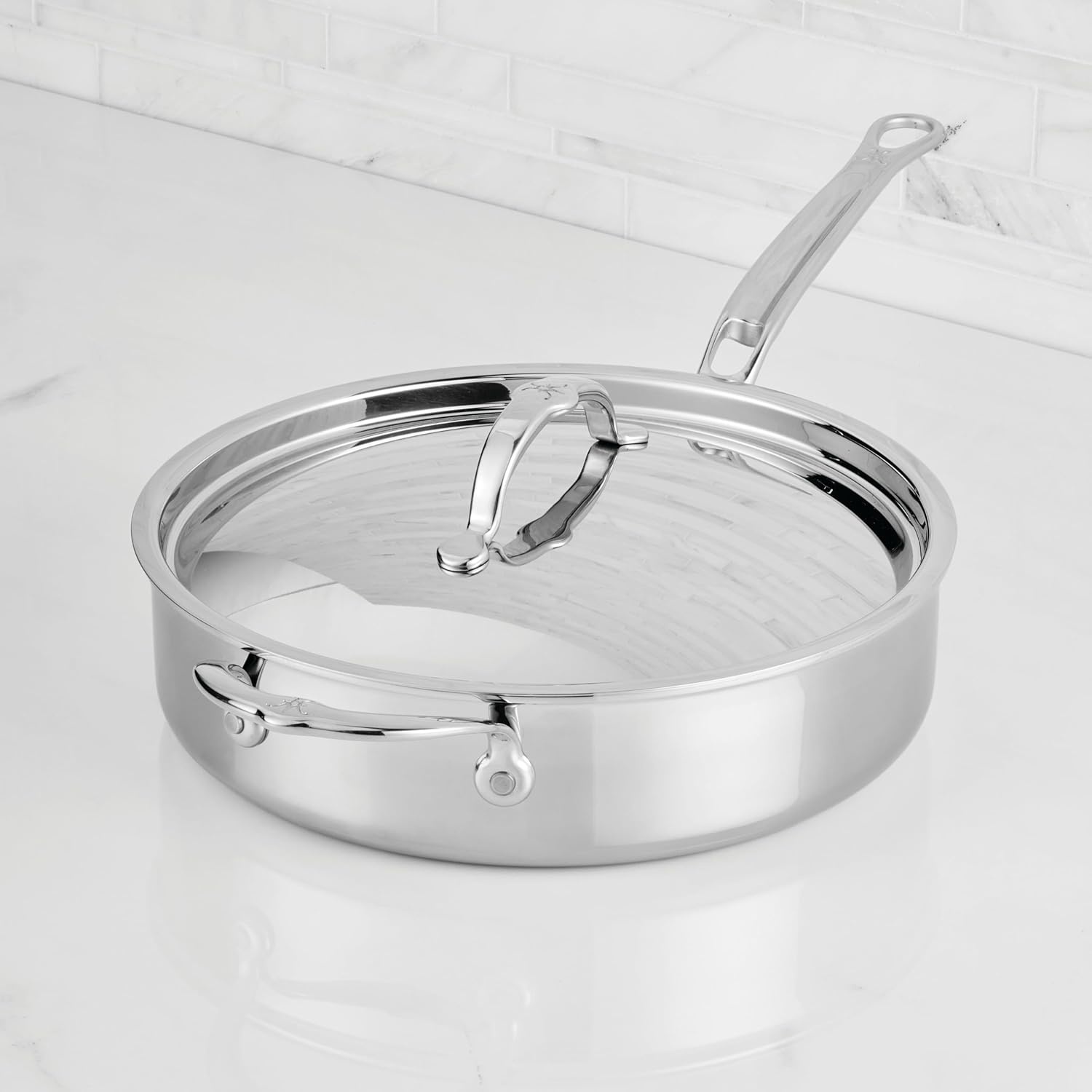 image:imageHestan ProBond Luxe 35Quart Saut Pan with Lid Professional Clad Stainless ProCore TriPly Clad Construction Polished Exterior Induction amp Oven Safe