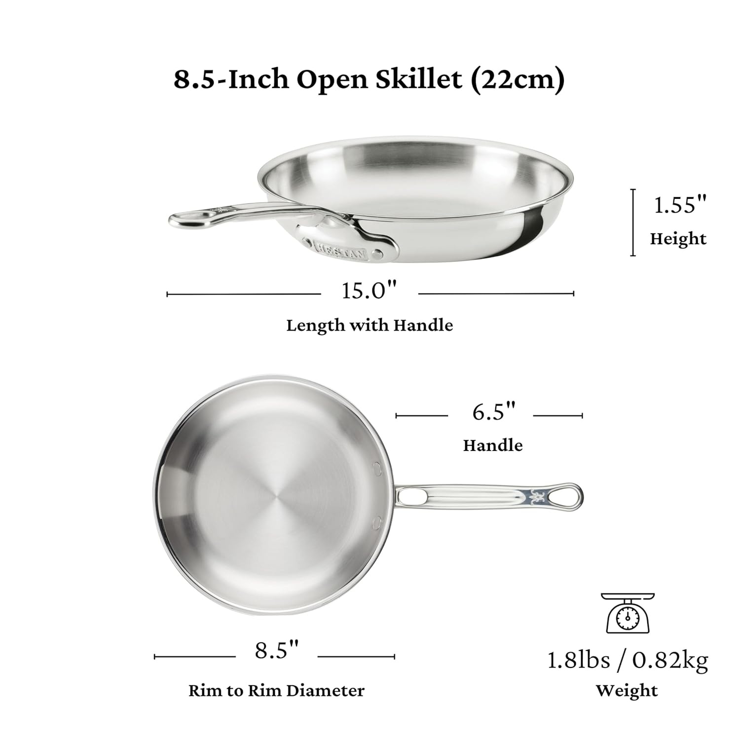 image:imageHestan ProBond Luxe 3Piece Skillet Set 85 11 amp 125 Inch Professional Clad Stainless Steel ProCore TriPly Clad Construction Polished Exterior Induction amp Oven Safe