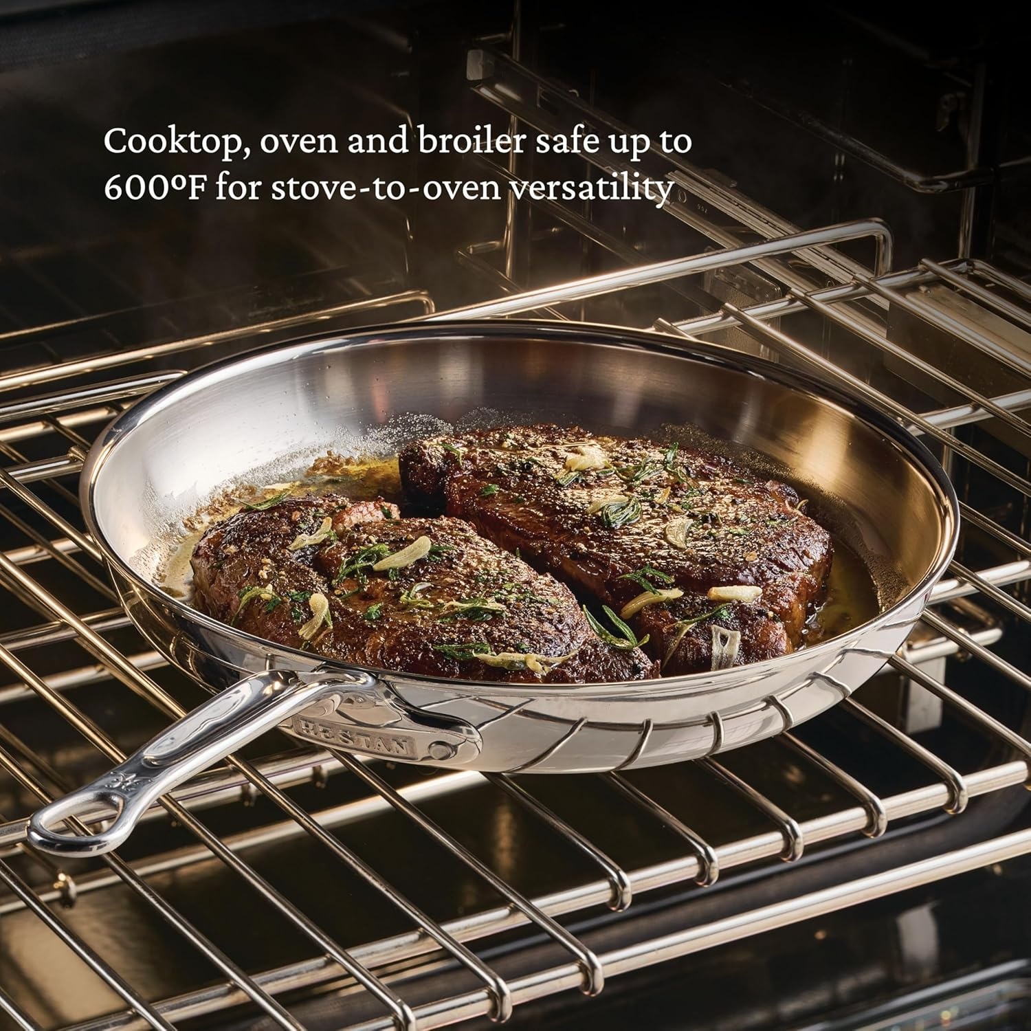 image:imageHestan ProBond Luxe 3Piece Skillet Set 85 11 amp 125 Inch Professional Clad Stainless Steel ProCore TriPly Clad Construction Polished Exterior Induction amp Oven Safe