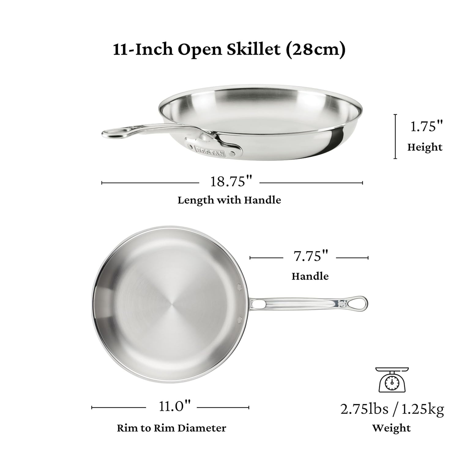 image:imageHestan ProBond Luxe 3Piece Skillet Set 85 11 amp 125 Inch Professional Clad Stainless Steel ProCore TriPly Clad Construction Polished Exterior Induction amp Oven Safe