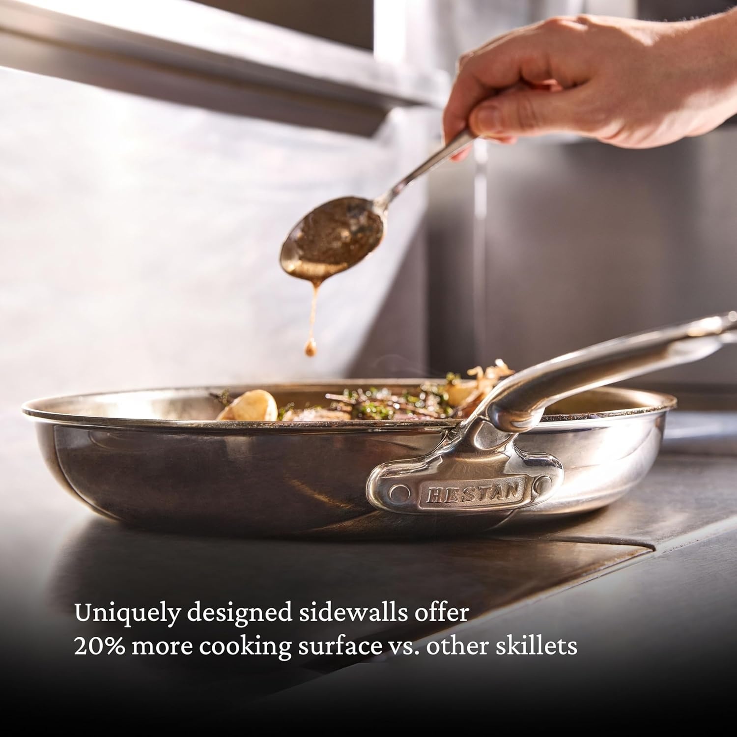 image:imageHestan ProBond Luxe 3Piece Skillet Set 85 11 amp 125 Inch Professional Clad Stainless Steel ProCore TriPly Clad Construction Polished Exterior Induction amp Oven Safe