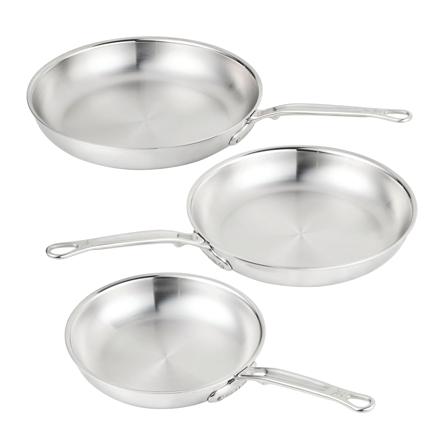 image:imageHestan ProBond Luxe 3Piece Skillet Set 85 11 amp 125 Inch Professional Clad Stainless Steel ProCore TriPly Clad Construction Polished Exterior Induction amp Oven Safe