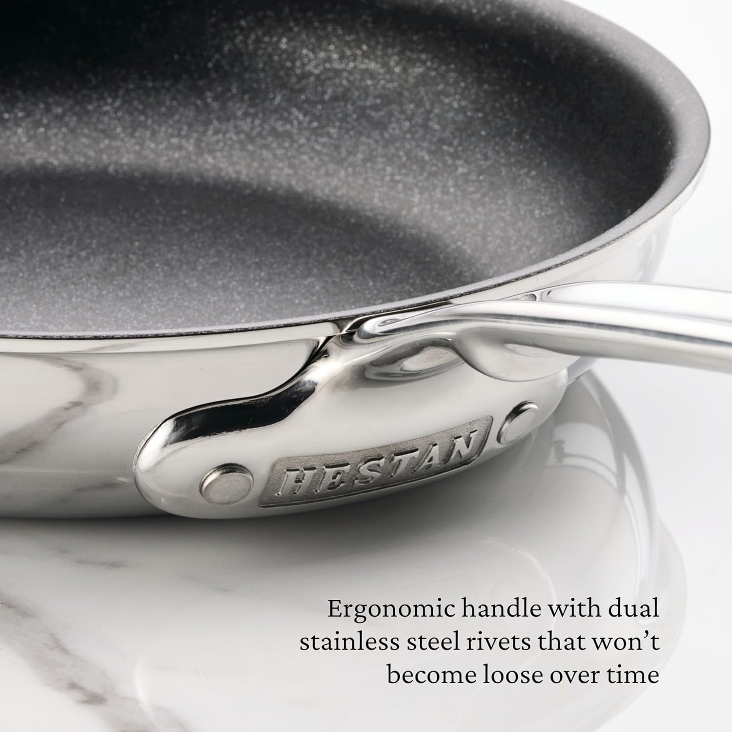 image:imageHestan ProBond Luxe TITUM Nonstick Skillet 85Inch Professional Clad Stainless Steel ProCore TriPly Clad Construction Polished Exterior Induction amp Oven Safe