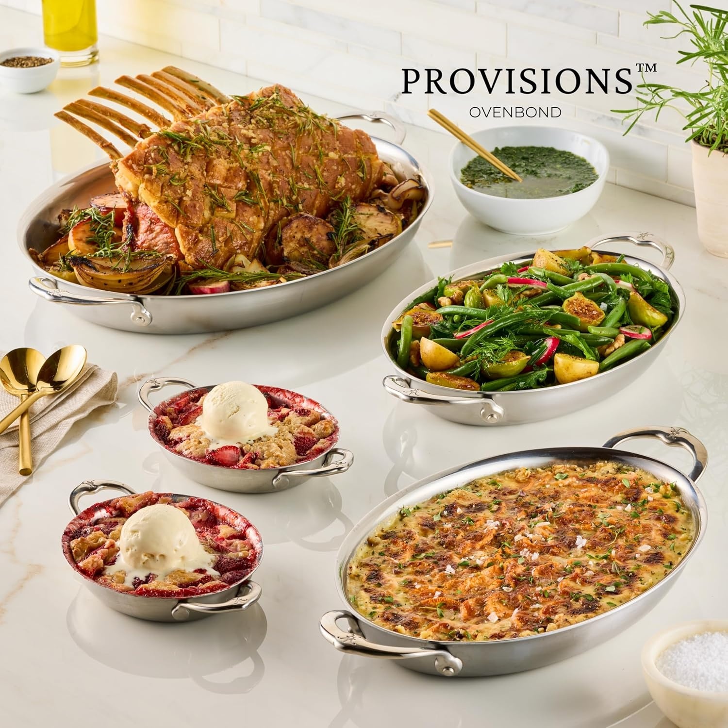 image:imageHestan Provisions Oval Roasting Pan and Au Gratin Dish 55 Quart Clad Stainless Steel 175 x 14 Inch Designed with Thomas Keller Oven Safe 600F Dishwasher Safe