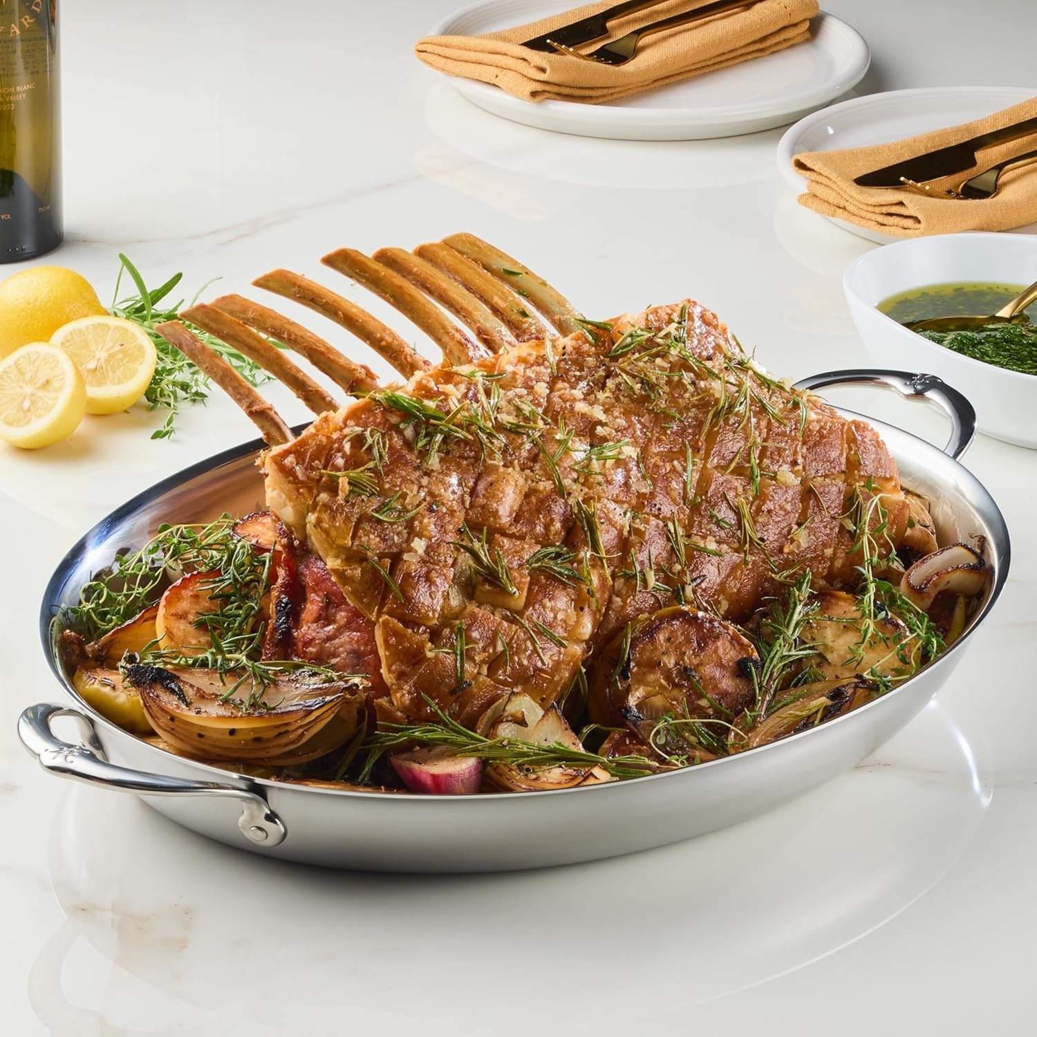 image:imageHestan Provisions Oval Roasting Pan and Au Gratin Dish 55 Quart Clad Stainless Steel 175 x 14 Inch Designed with Thomas Keller Oven Safe 600F Dishwasher Safe
