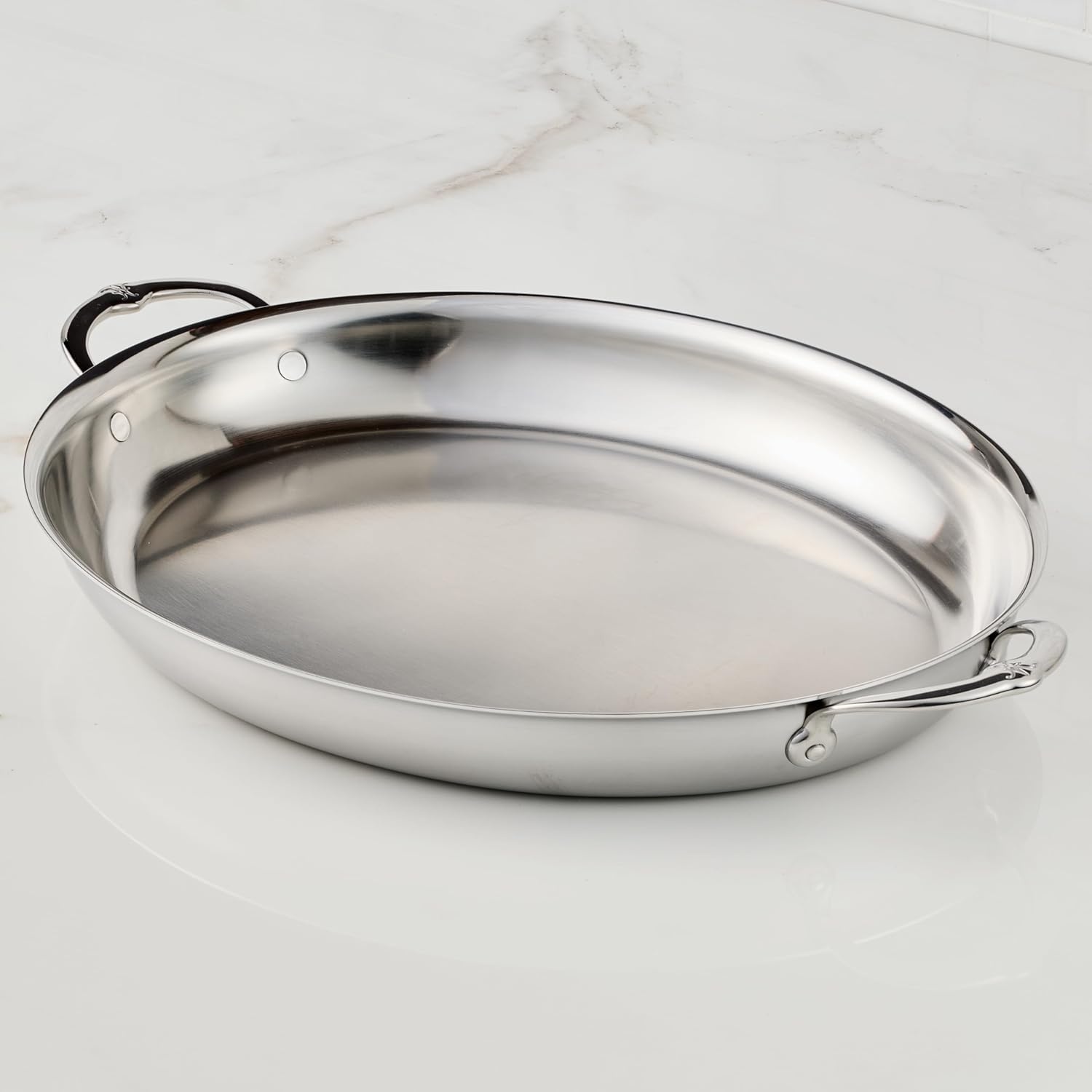 image:imageHestan Provisions Oval Roasting Pan and Au Gratin Dish 55 Quart Clad Stainless Steel 175 x 14 Inch Designed with Thomas Keller Oven Safe 600F Dishwasher Safe