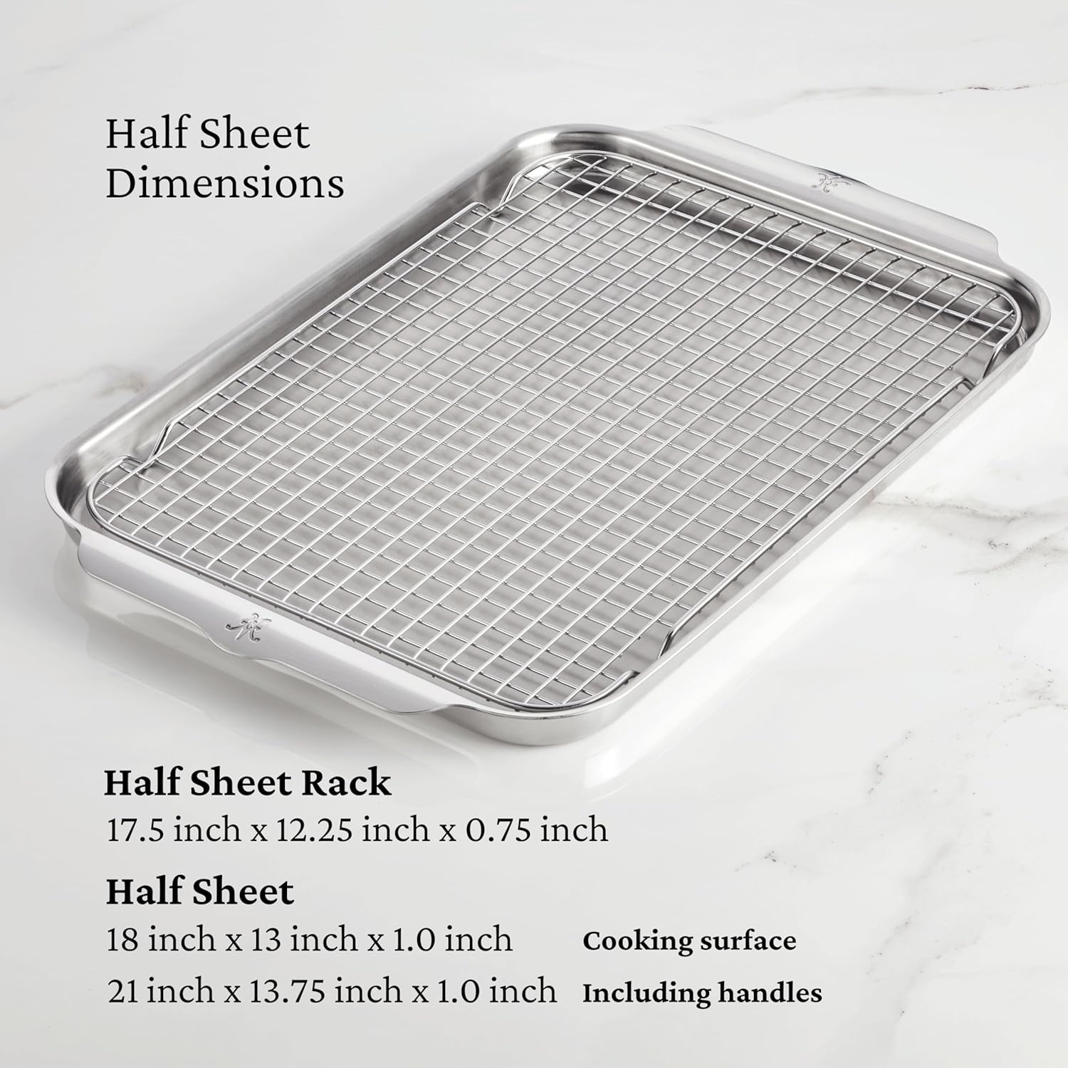 image:imageHestan Provisions OvenBond 4Piece Triply Sheet Pan amp Stainless Steel Cooling Rack Set of 23 piece Set Qtr Half sheet