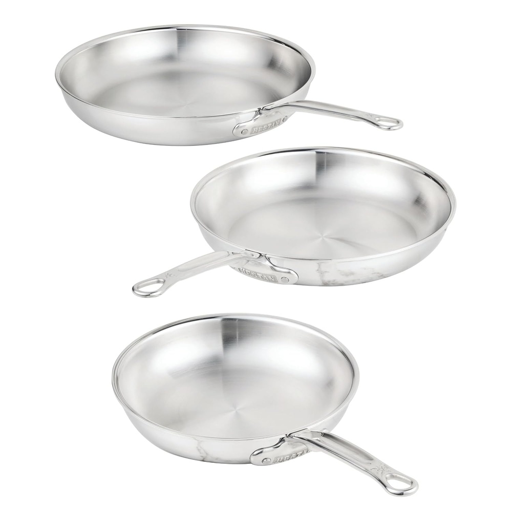 image:imageHestan ProBond Luxe 3Piece Skillet Set 85 11 amp 125 Inch Professional Clad Stainless Steel ProCore TriPly Clad Construction Polished Exterior Induction amp Oven Safe