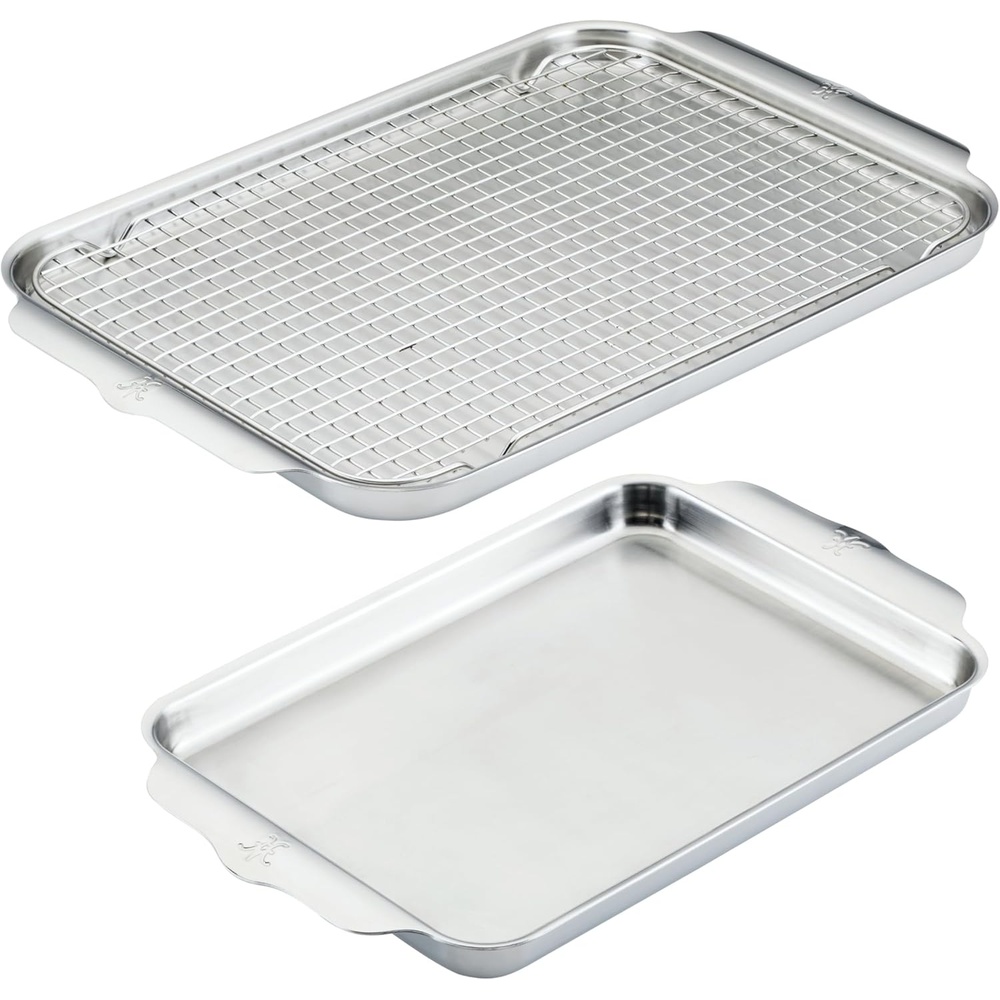 image:imageHestan Provisions OvenBond 4Piece Triply Sheet Pan amp Stainless Steel Cooling Rack Set of 23 piece Set Qtr Half sheet