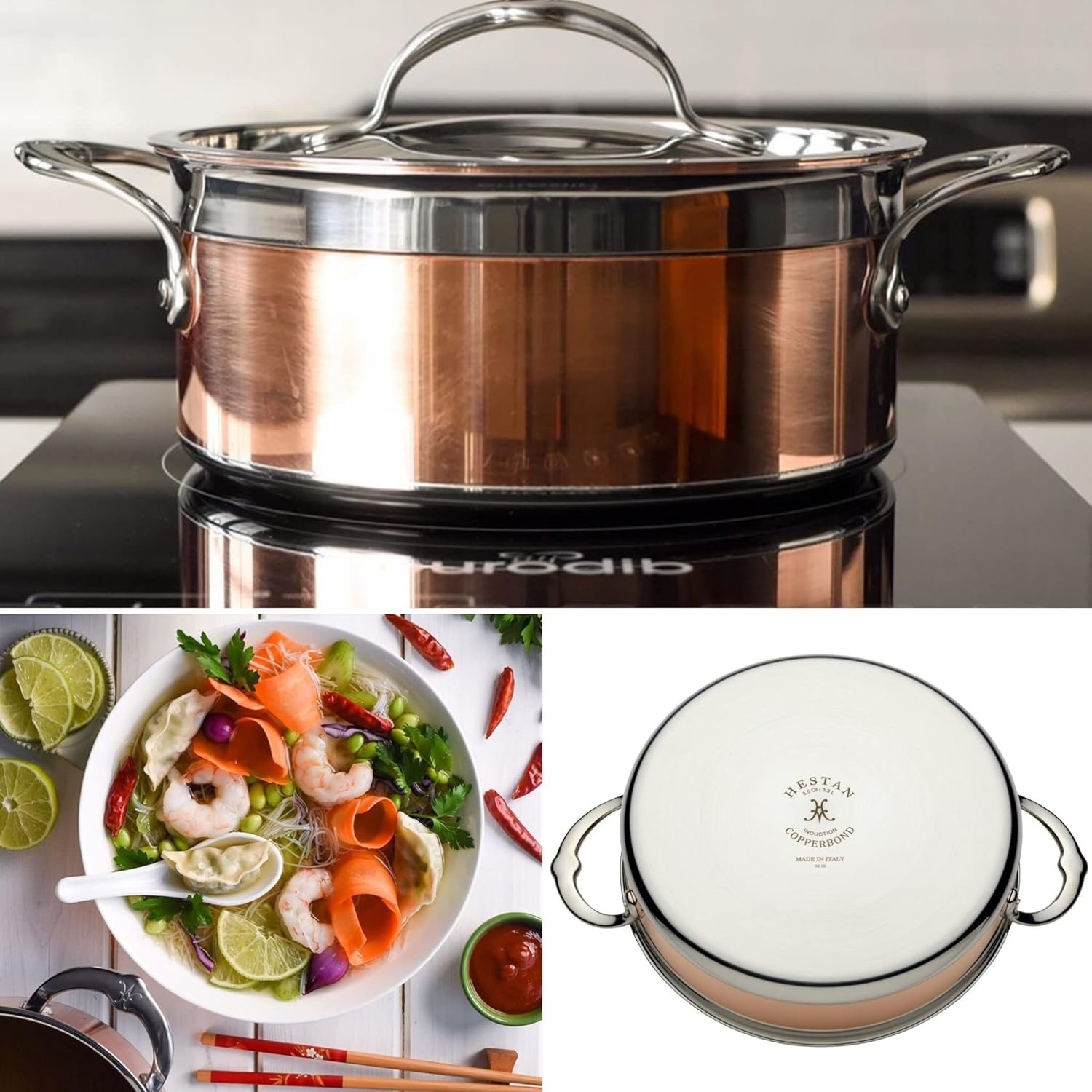 image:imageHestan CopperBond Collection 100 Pure Copper Soup Pot Induction Cooktop Compatible 3 Quart3 Quarts