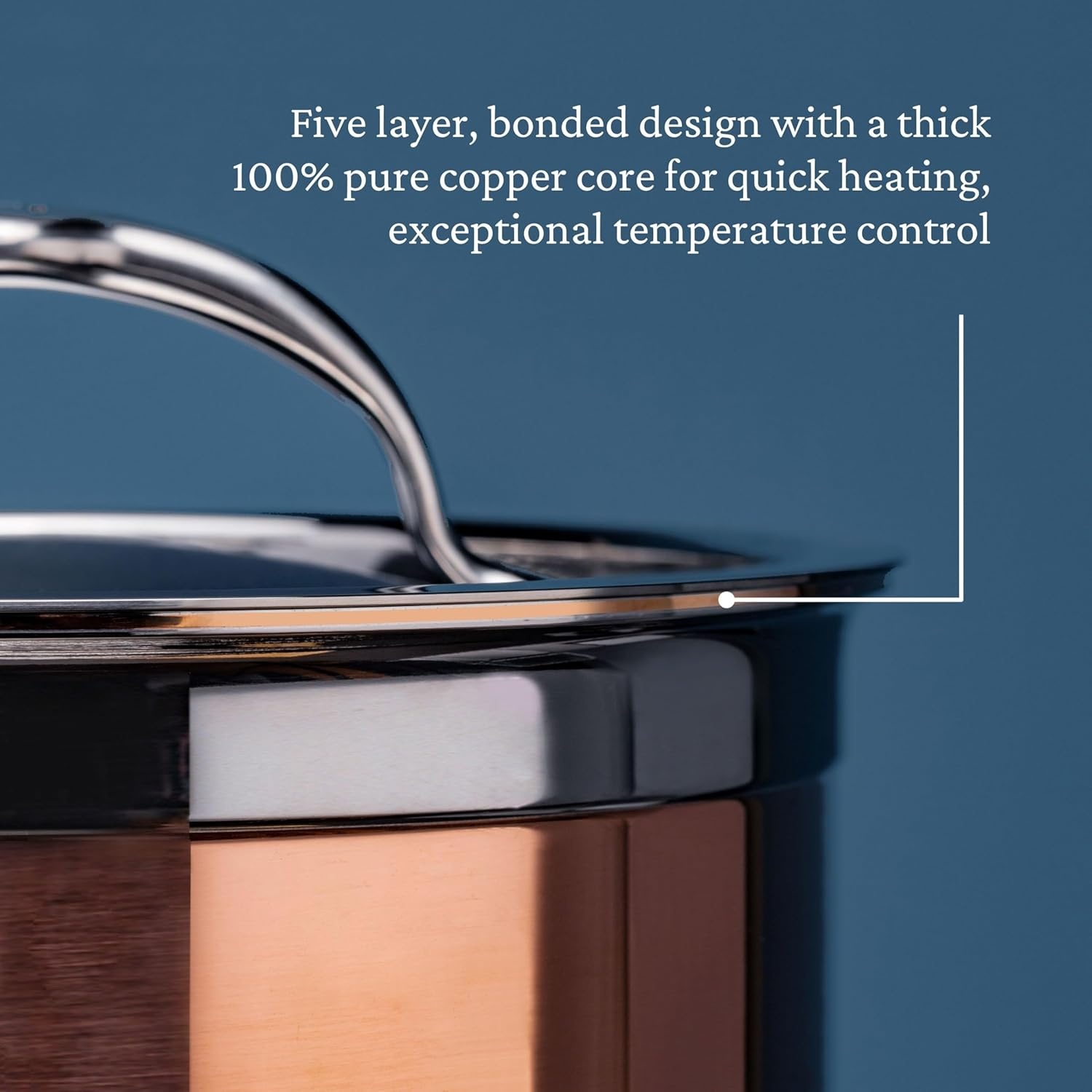 image:imageHestan CopperBond Collection 100 Pure Copper Soup Pot Induction Cooktop Compatible 3 Quart3 Quarts