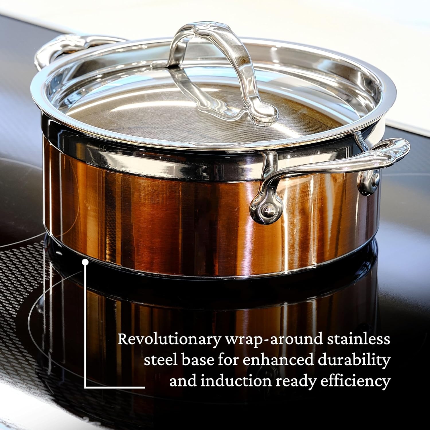 image:imageHestan CopperBond Collection 100 Pure Copper Soup Pot Induction Cooktop Compatible 3 Quart3 Quarts