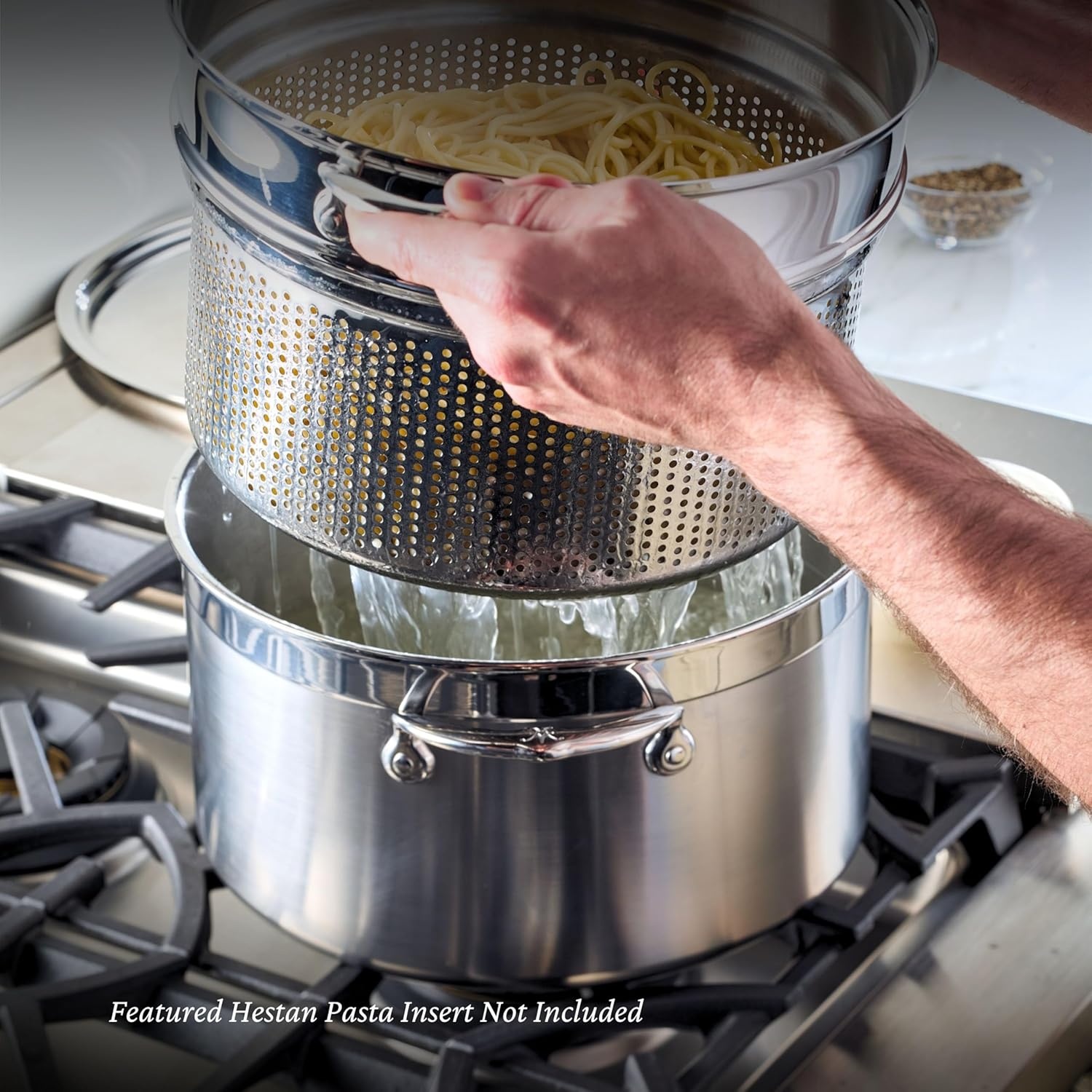 image:imageHestan ProBond Collection Professional Clad Stainless Steel Stock Pot Induction Cooktop Compatible 8 Quart85 Quarts