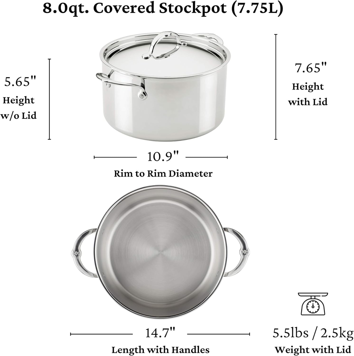 image:imageHestan ProBond Luxe 10Piece Cookware Set Professional Clad Stainless Steel ProCore TriPly Clad Construction Polished Exterior Induction amp Oven Safe