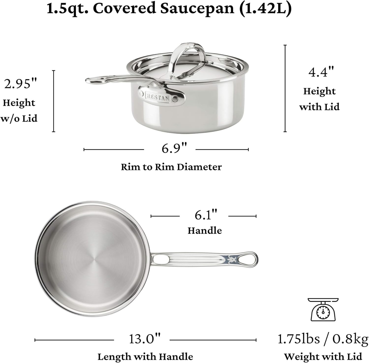 image:imageHestan ProBond Luxe 10Piece Cookware Set Professional Clad Stainless Steel ProCore TriPly Clad Construction Polished Exterior Induction amp Oven Safe