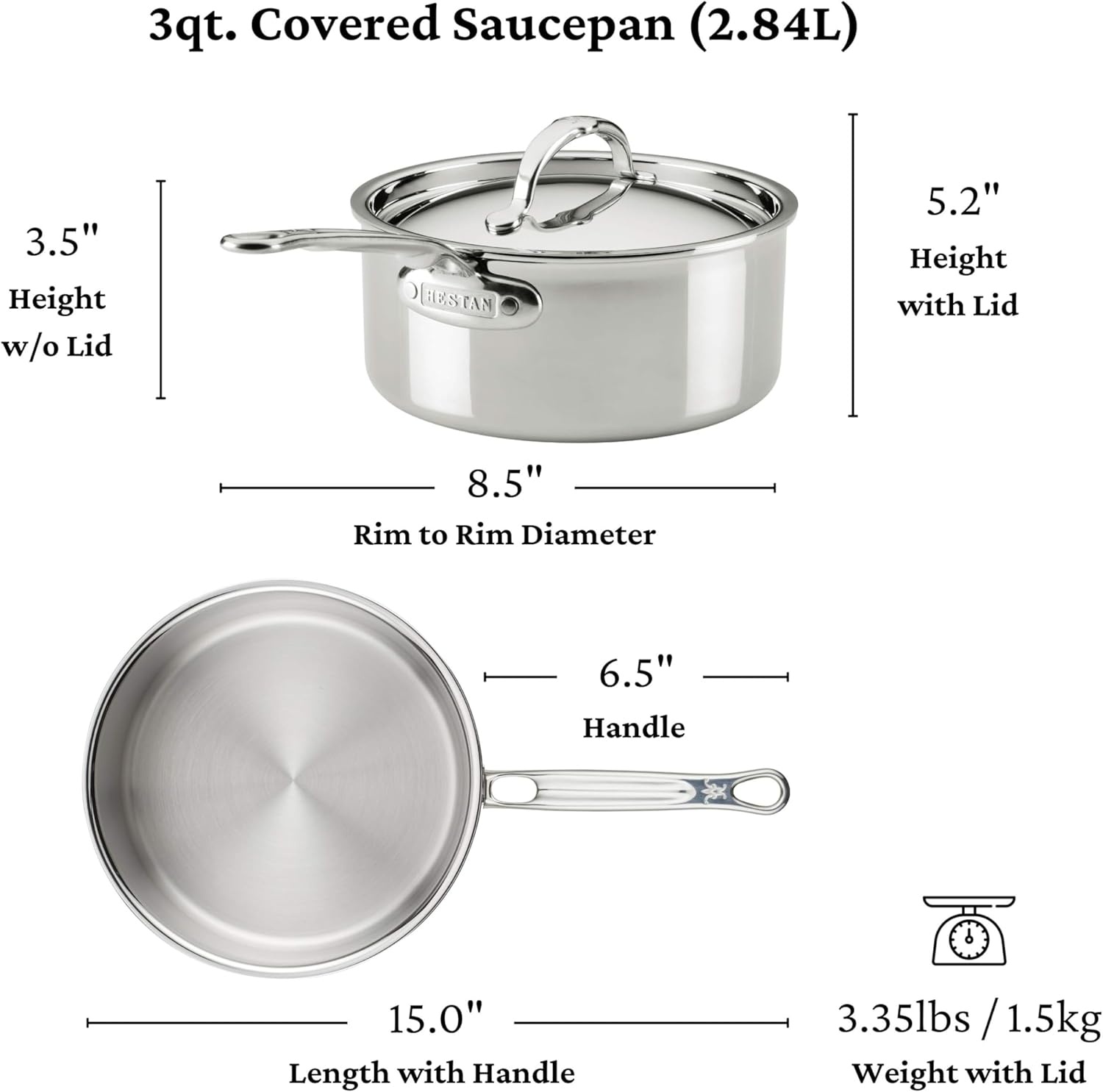 image:imageHestan ProBond Luxe 10Piece Cookware Set Professional Clad Stainless Steel ProCore TriPly Clad Construction Polished Exterior Induction amp Oven Safe