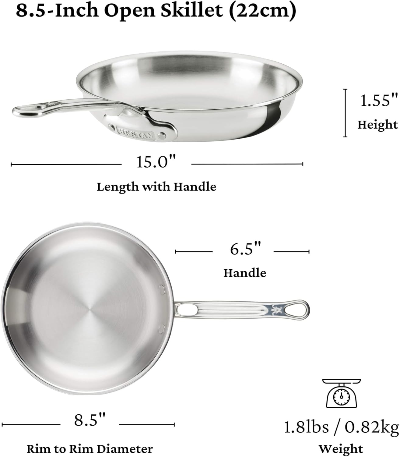 image:imageHestan ProBond Luxe 10Piece Cookware Set Professional Clad Stainless Steel ProCore TriPly Clad Construction Polished Exterior Induction amp Oven Safe