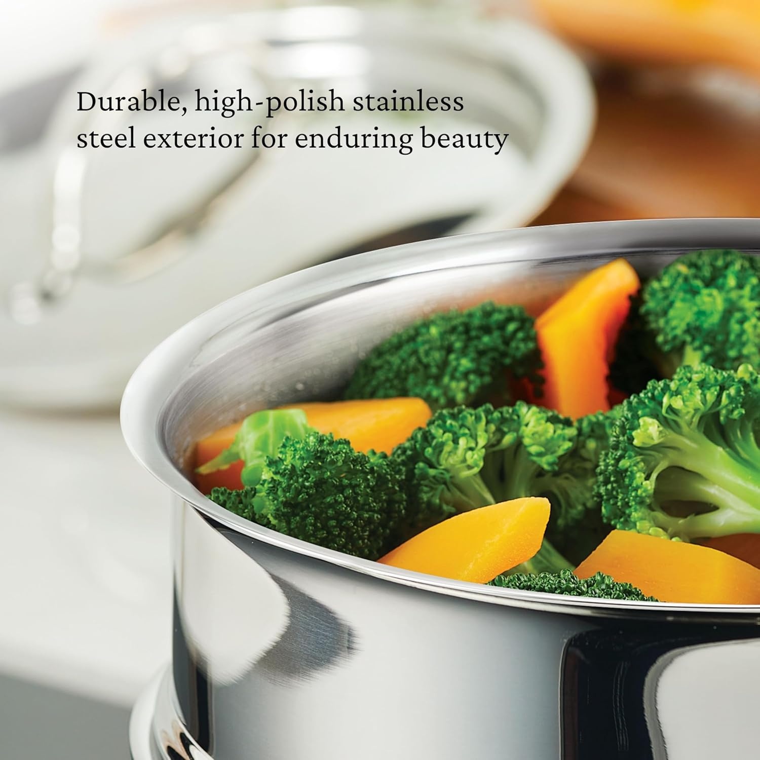 image:imageHestan ProBond Luxe 3Quart Soup Pot amp Stemer Insert Set Professional Clad Stainless Steel ProCore TriPly Clad Construction Polished Exterior Induction amp Oven Safe