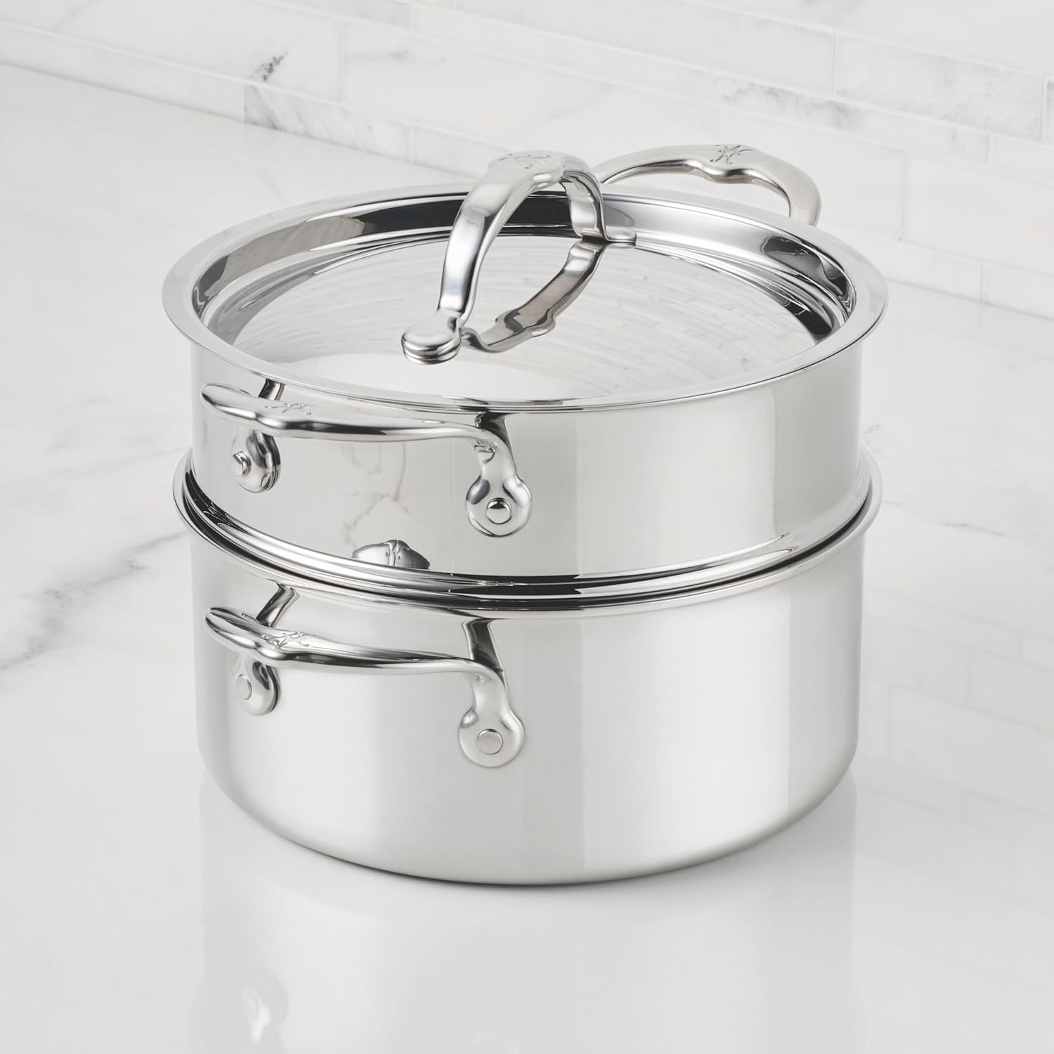 image:imageHestan ProBond Luxe 3Quart Soup Pot amp Stemer Insert Set Professional Clad Stainless Steel ProCore TriPly Clad Construction Polished Exterior Induction amp Oven Safe