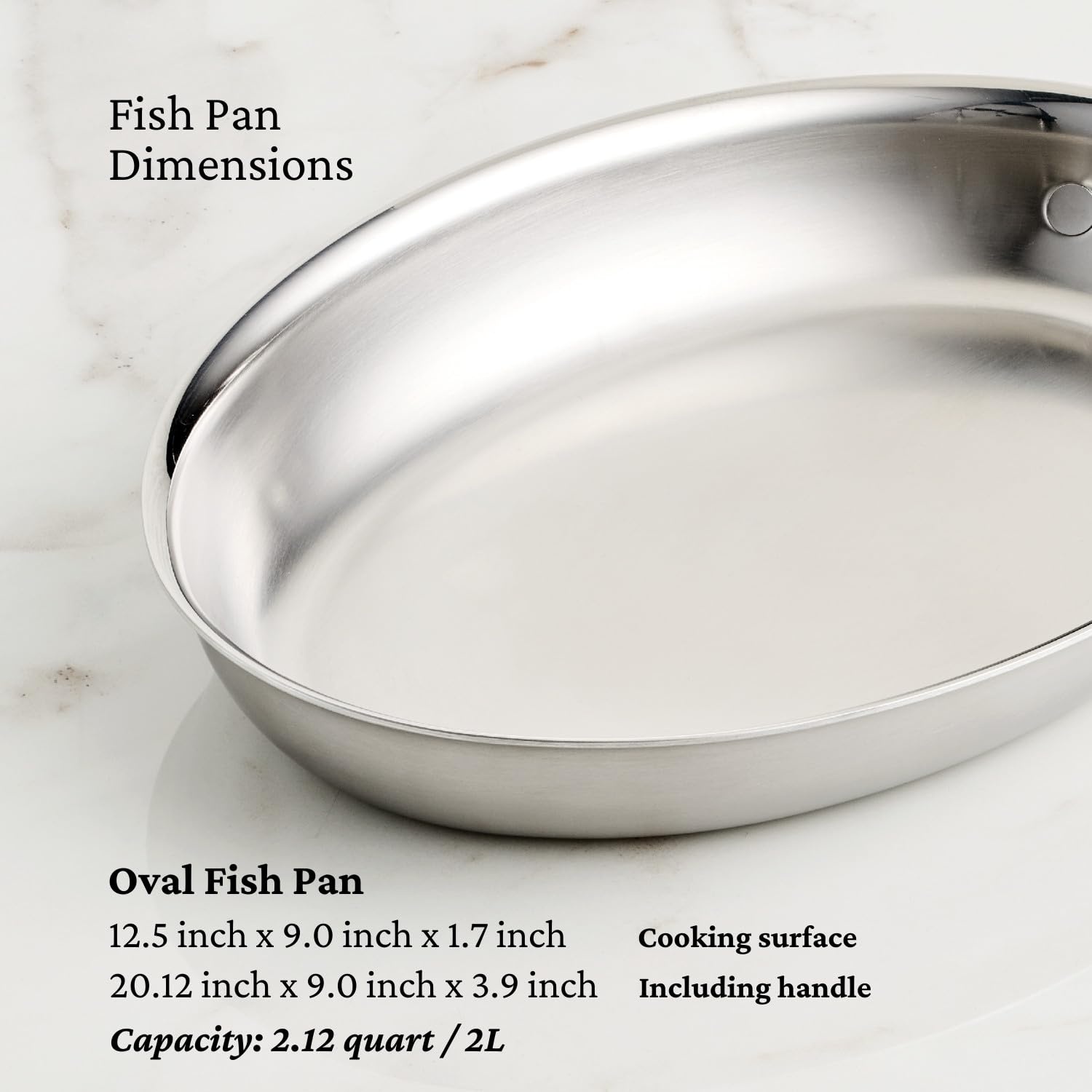 image:imageHestan Provisions Oval Fish Pan TriPly Stainless Steel 212 Quart 125 x 9 Induction compatible amp Dishwasher Safe