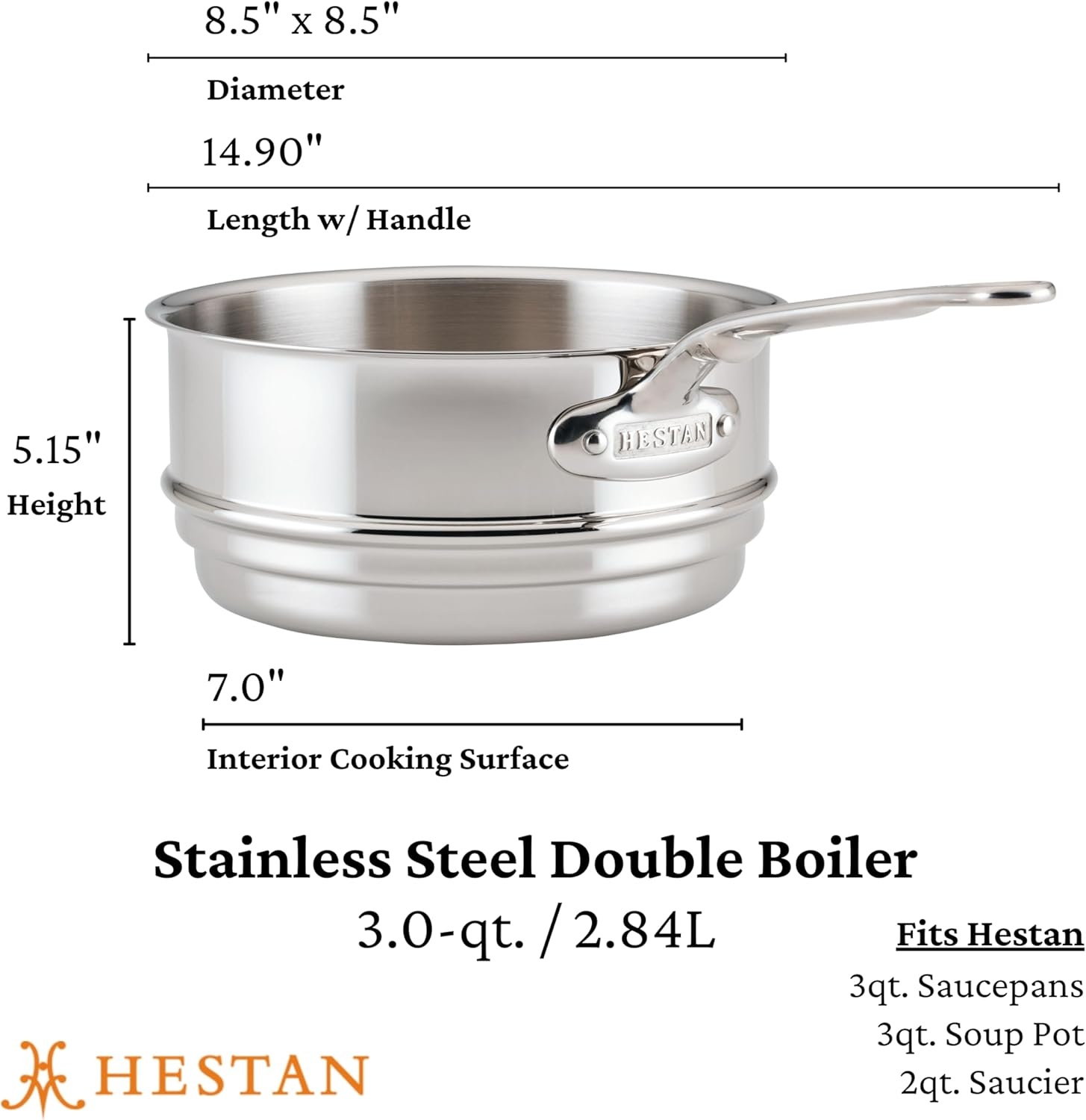 image:imageHestan Provisions Stainless Steel Double Boiler Insert 3 Quart