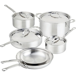 image:imageHestan ProBond Luxe 10Piece Cookware Set Professional Clad Stainless Steel ProCore TriPly Clad Construction Polished Exterior Induction amp Oven Safe